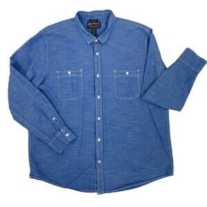 American Rag Cie Button Up Mens XXL Blue Long Sleeve Normcore Western Workwear‎
